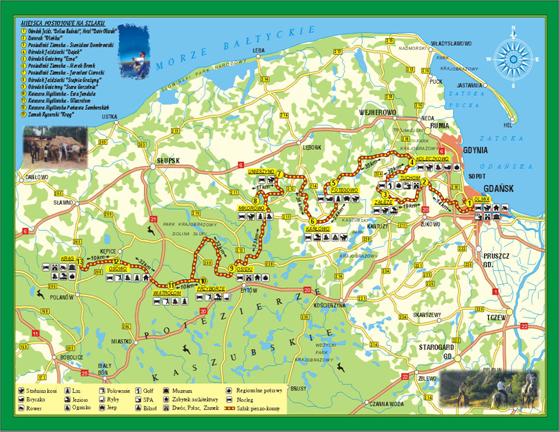 Przebieg szlaku na obszarze województwa pomorskiego