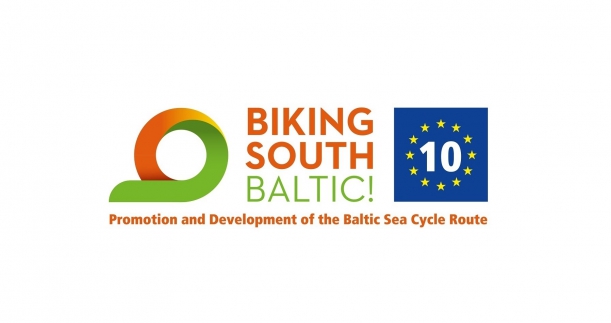 logo projektu Biking South Baltic Logo projektu "Biking South Baltic! Promocja i rozwój Trasy Rowerowej Morza Bałtyckiego (EuroVelo 10) w Danii, Niemczech, Litwie, Polsce i Szwecji”